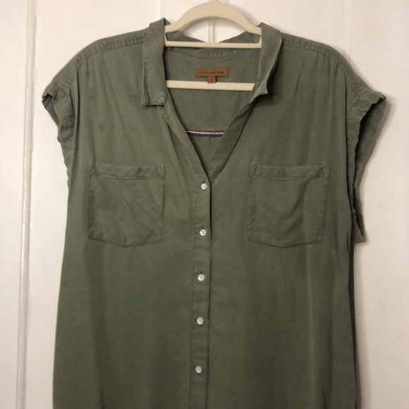 JACHS Girlfriend Short Dolman Sleeve Button Up V Neck Round Hem Shirt Top XL - Picture 3 of 10